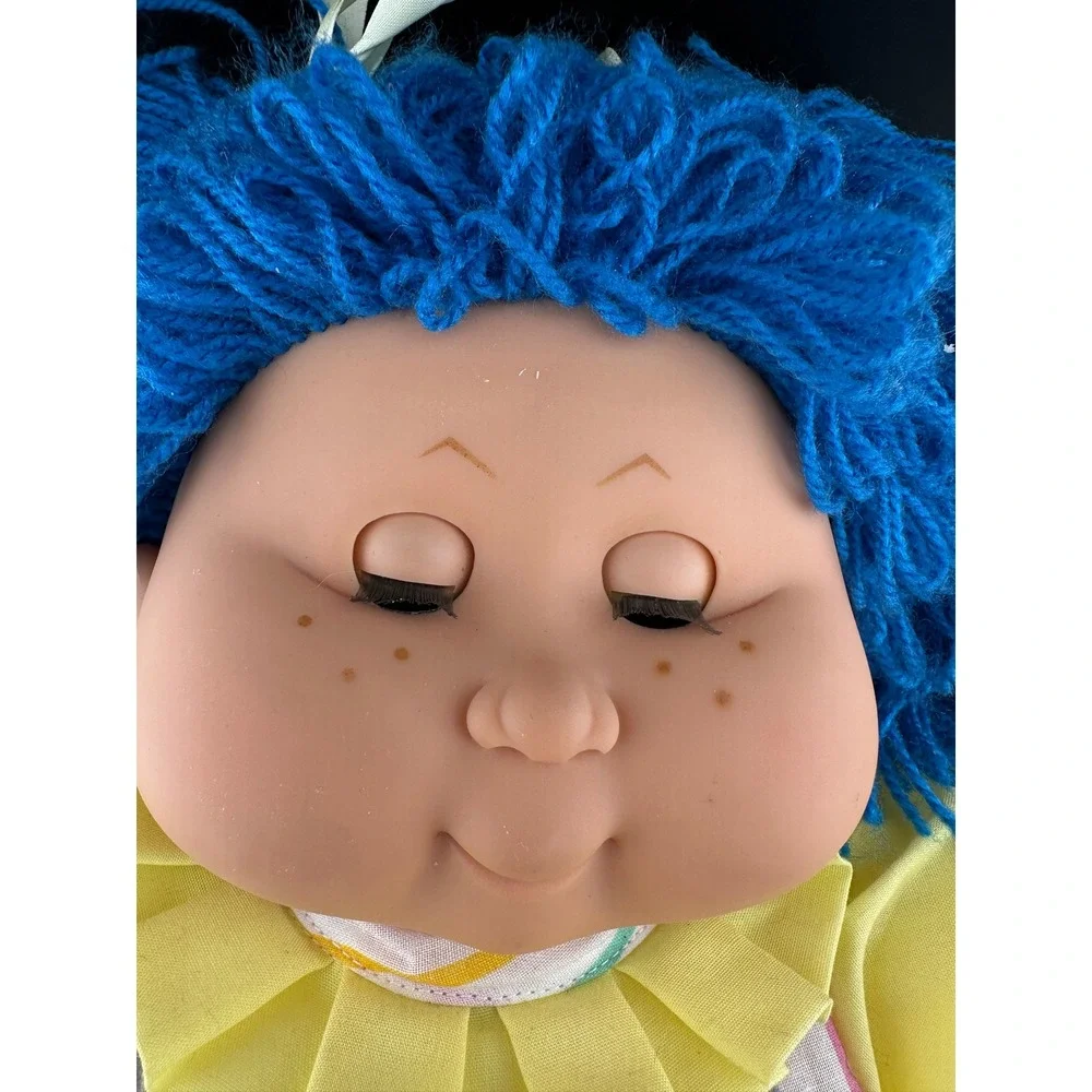 B.B. Made In Spain My Baby Doll Blue Hair Blinking Eyes Rare Vintage Collectible